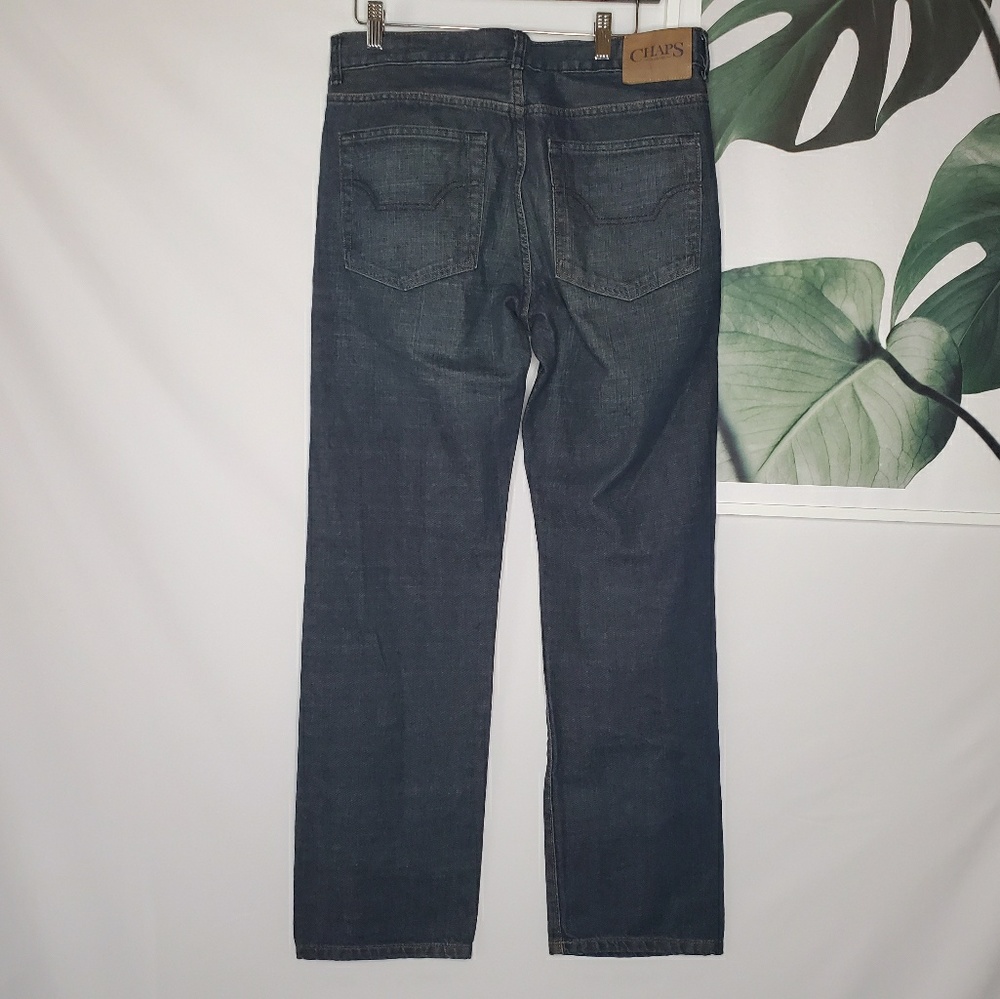 Chaps Denim Mens Straight Leg Jeans Dark Wash NEW - Picture 2 of 7
